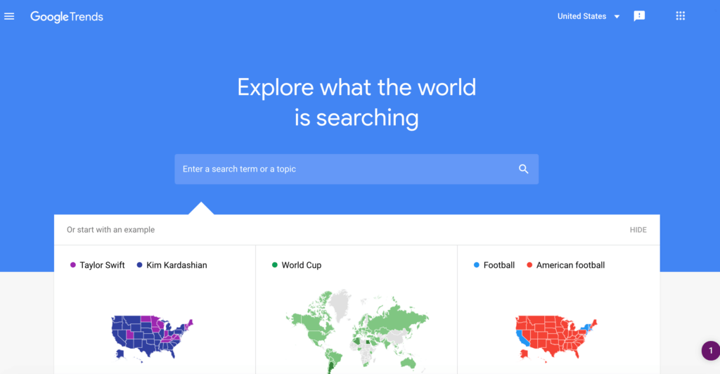 The Google Trends dashboard.