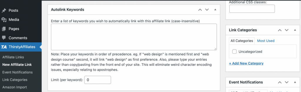 Autolink keywords using the ThirstyAffiliates plugin.