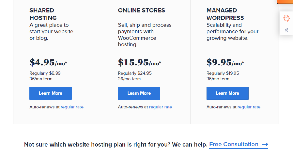 Bluehost hosting prices CTAS