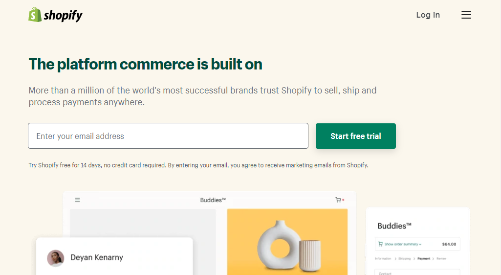 Shopify homepage