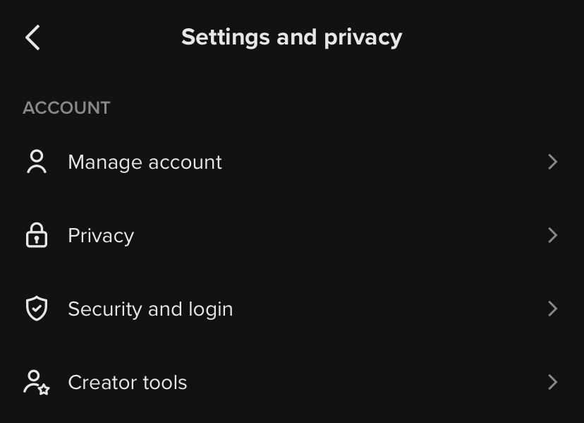 TikTok app settings