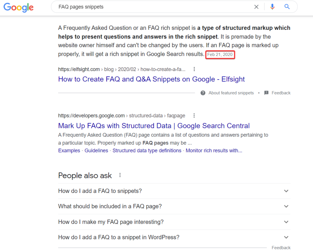 updating content for google's featured snippet