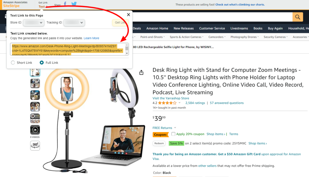 long Amazon affiliate link example